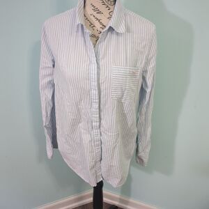 VINEYARD VINES Women’s Size 10 Relaxed blue stripe Cotton Long Sleeve Sh…